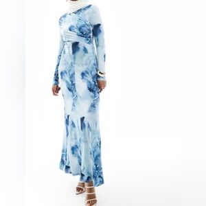 ASOS Blue Tie-Dye Long Sleeve Dress